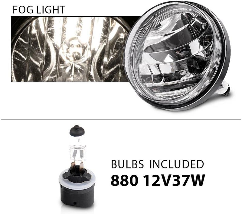 DOTCOM Front Bumper Fog Lights Lamps w/Bulbs Fit For GMC Sierra 1500 2007-2013/Sierra 2500HD 3500HD 2007-2014,Driving Fog Lamps Driver & Passenger Clear Lens GM2593161, GM2592161 - Image 4